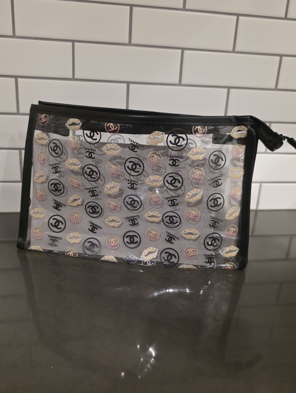 Clear Cosmetic Pouch with Black